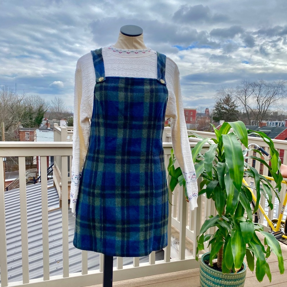 Vintage Plaid Overall Dress